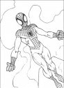 spiderman vola per afferrare i nemici, disegno in bianco e nero